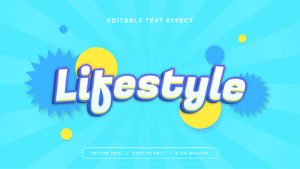 Blue yellow and white lifestyle 3d editable text effect - font style