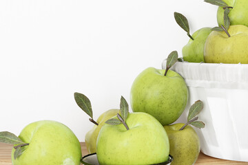 green apples on a white background