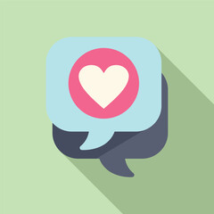 Lovely chat icon flat vector. Love message. Online social speech