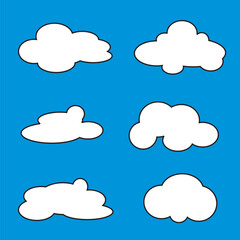 set of clouds on blue background