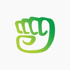 illustration vector of fist logo with green gradient colour for logo brand, icon logo, 