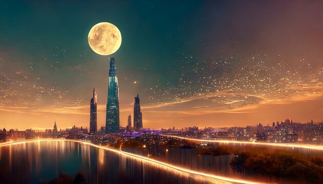 ２２００年、水が美しい、壮大な未来都市、デザイン