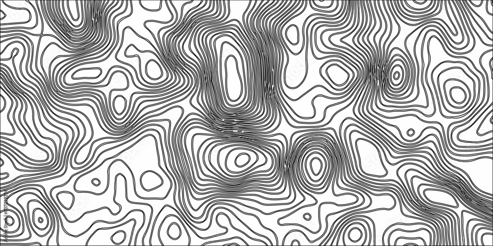 Poster abstract black and white line contour topography pattern. topographic map wave curve lines banner ba