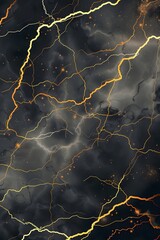 fantasy lightning and thunder pattern seamless graphic design, dark background and gold