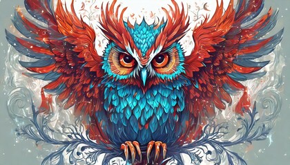 Fototapeta premium Magical Mythical Phoenix Owl