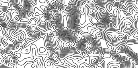 Abstract Black and White Line Contour Topography Pattern. Topographic Map wave curve lines banner background design. Paper Texture Imitation of a Geographical map shades .	