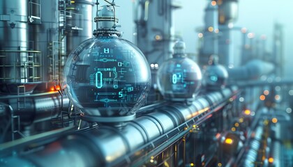 Futuristic CO2 scrubber in action, 3D rendered, dynamic countdown timer, clean technology concept