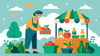 A person supporting local farmers by shopping at a farmers market contributing to the local economy and reducing their carbon footprint..