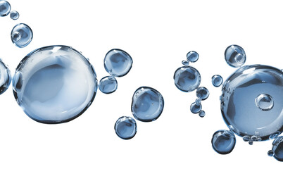 Fresh soda Drink clear bubbles PNG Blue bubble drops of water isolated on a white and transparent background - drinks advertisement concept
