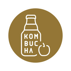 Kombucha homemade tea in bottle. Natural element. Pictogram for web page, mobile app, promo