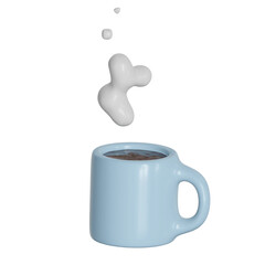 Cup of Fresh Coffee. 3d render Illustration. 3d Style. Decorative Design for Cafeteria, Posters, Banners, Cards