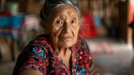 Obraz premium An elderly woman in traditional clothing. Mexican old woman with. Mexican grandma. 