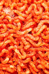 fresh minced meat in packaging, close-up shot.