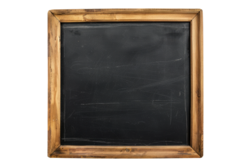 Wooden frame chalkboard isolated on transparent background