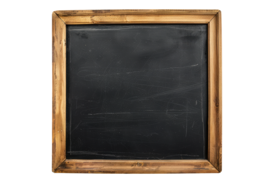 Wooden frame chalkboard isolated on transparent background