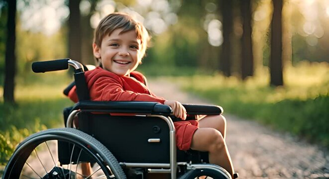 Child in a wheelchair.	
