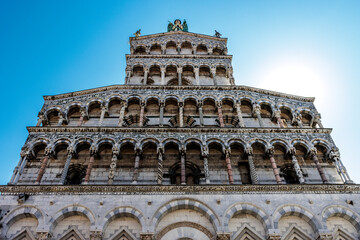 Facade of the cathedral in Lucca, Tuscany, Italy, Europe