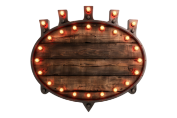 Wooden Marquee sign isolated on transparent background