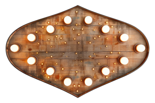 Wooden Marquee sign isolated on transparent background