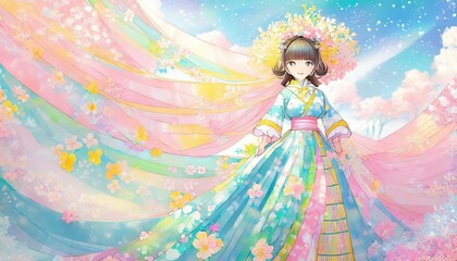 かわいらしい女の子の、幻想的なクリエーチャー