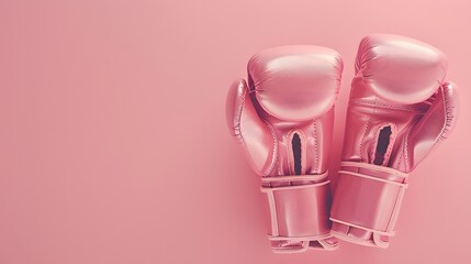 soft pink boxing gloves, lots of copy space