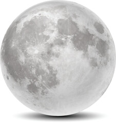 Image of the Moon on a white background. Realistic illustration.