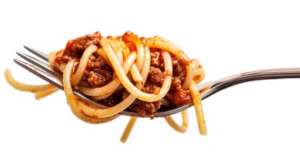 Spaghetti with bolognese sauce and fork generative ai