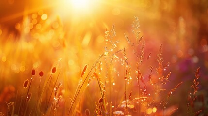 the shine of the sun with a beautiful blurred sunset generative ai