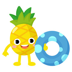 Summer Pineapple swim beach colorful rubber rings, fruit swimming ring
