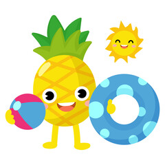 Summer Pineapple swim beach colorful rubber rings, fruit swimming ring