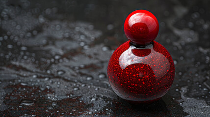 Glass perfume bottle with red cap