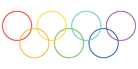 Seven rainbow rings on a white background. Vector of seven rainbow rings of seven colors on a white background. Graphic illustration of eps 10 circles