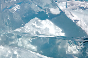 Pieces of crystal clear lake ice