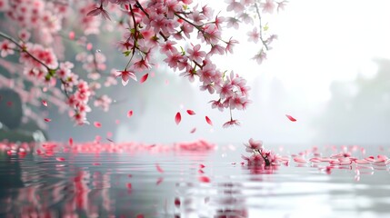 Fototapeta premium A beautiful image of a cherry blossom tree with pink flowers