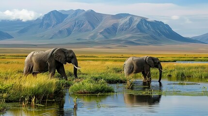 Fototapeta premium Wildlife and Nature Tourism - Pictures of wildlife, national parks, and natural landscapes. -