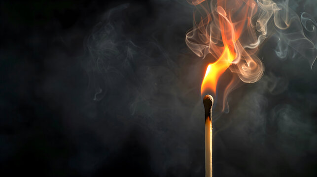 Close-up of a burning match - Powered by Adobe