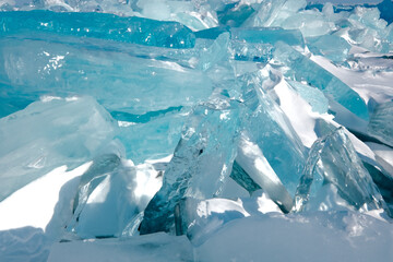 Pieces of crystal clear lake ice