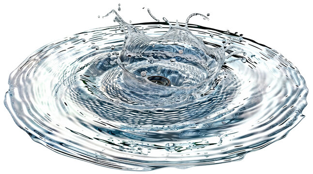 A water whirlpool at a drain isolated on a transparent background