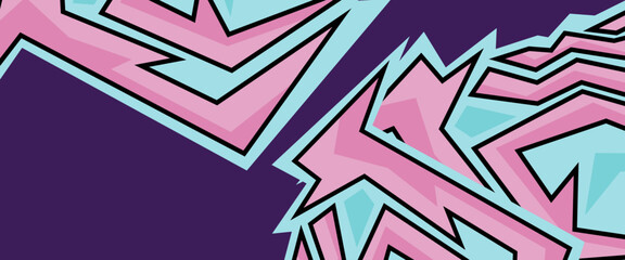Blue pink and purple violet vector illustration abstract banner speed sport style with geometric. Graphic abstract stripe racing banner design for wrap vehicle, race car, rally, adventure and livery