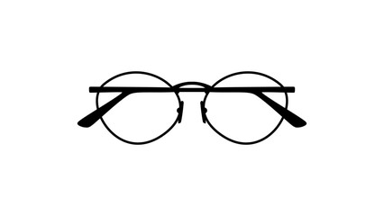Eye round glasses , black isolated silhouette