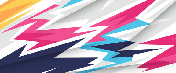Colorful vector illustration abstract banner with sport speed racing concept style. Graphic abstract stripe racing banner kit designs for wrap vehicle, race car, rally, adventure and livery