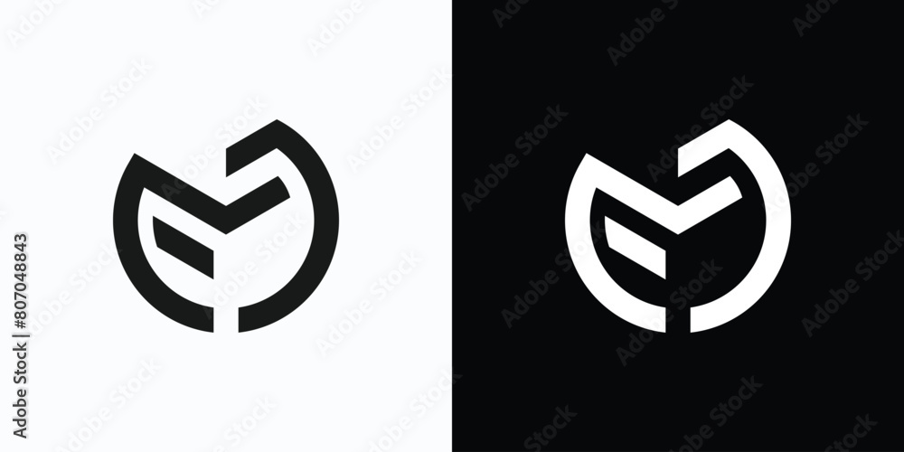 Aufkleber e m j initials vector logo design with curved lines in a modern, simple, clean and abstract style.