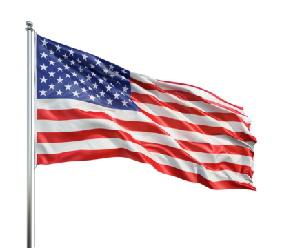 American Flag Isolated on Transparent Background
