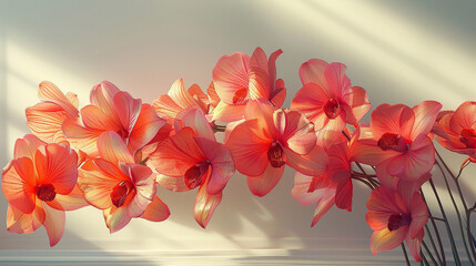 Bouquet of Orchids: Vector Depiction of Exotic Flowers, Each Orchid Posing Gracefully Against a...