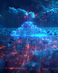 Global cloud matrix, panoramic view, data streams flowing, dynamic, AI and big data innovation