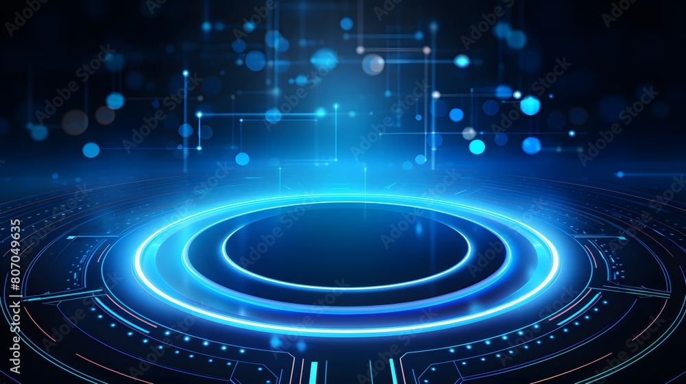 Poster blue abstract technology background circles digital hi-tech technology design background. concept in