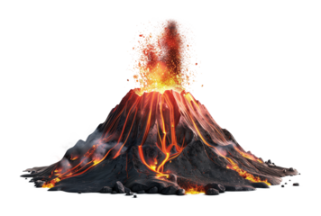 Active Volcano Isolated on Transparent Background
