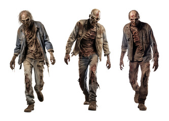 Zombie Set Isolated on Transparent Background
