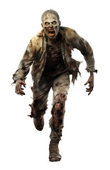 Zombie Running Isolated on Transparent Background
