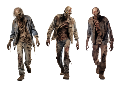 Zombie Set Isolated on Transparent Background
